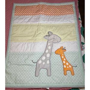 Carters Child of Mine Giraffe Family Applique Baby Quilt Throw 33"x42"